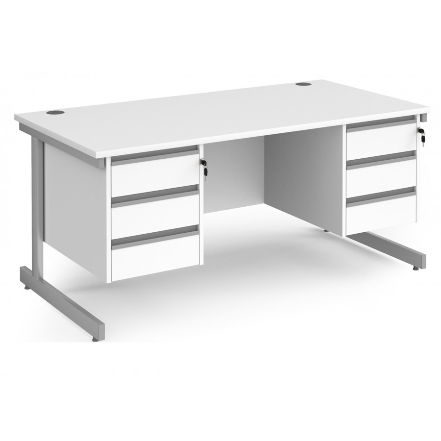 Harlow Straight desk with 2 x Three Drawer Pedestals